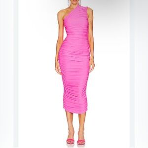 SOLACE LONDON
Amaya one-shoulder ruched jersey-crepe midi dress